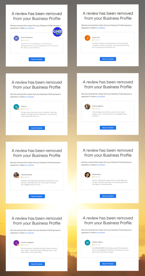 google bad reviews removed